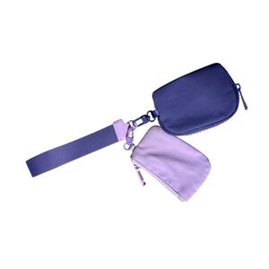 Purple Lavender Wristlet Pouch Set Zipper Coin Bag Key Holder